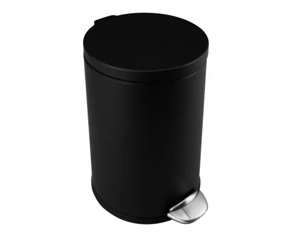 Kosz pedałowy TOP SILENT LUNA, pojemność 12 l, metalowy, czarny matowy Czarny matowy kosz pedałowy metalowy z otwartą pokrywą