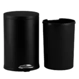 Kosz pedałowy czarny matowy z uchwytem do przenoszenia 20 l