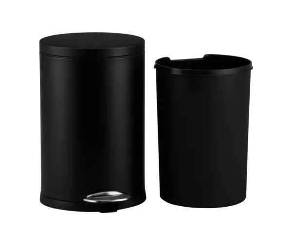 Kosz pedałowy TOP SILENT LUNA, pojemność 20 l, metalowy, czarny matowy Kosz pedałowy czarny matowy z uchwytem do przenoszenia 20 l