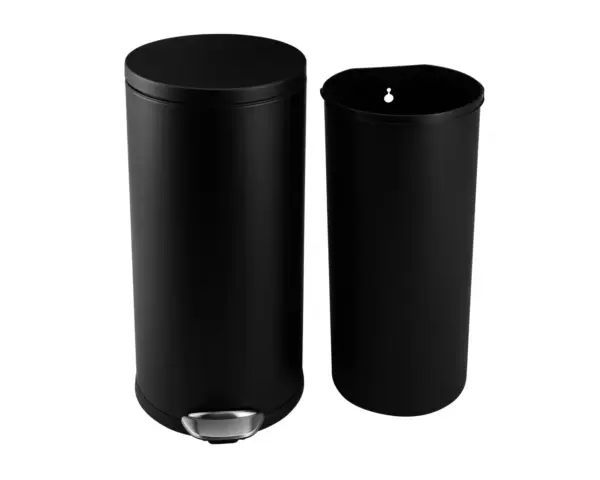 Kosz pedałowy TOP SILENT LUNA, pojemność 30 l, metalowy, czarny matowy Elegancki metalowy kosz 30 l z funkcją otwartej pokrywy
