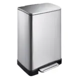 Prostokątny kosz na śmieci CUBE 40 l stal matowa z pedałem