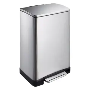 Prostokątny kosz na śmieci CUBE 40 l stal matowa z pedałem