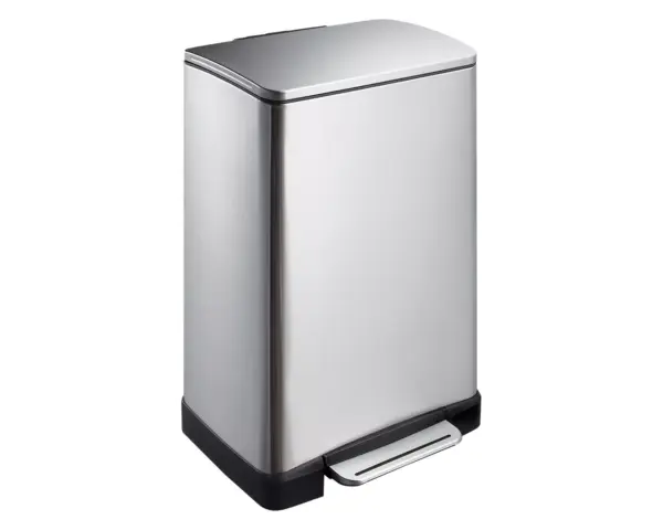 Prostokątny kosz na śmieci CUBE 40 l stal matowa z pedałem