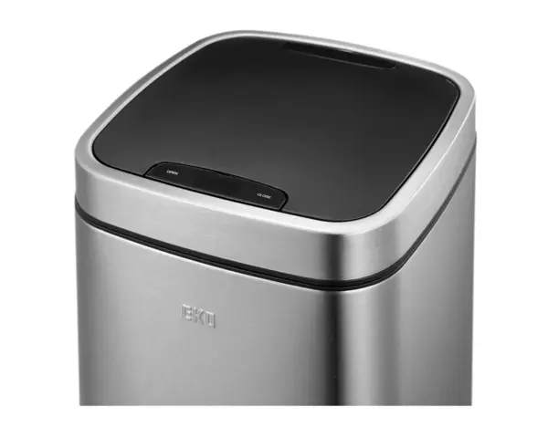 Kosz automatyczny SENSOR, bezdotykowy, kwadratowy, stal matowa 21 l Widok z góry kwadratowego kosza bezdotykowego SENSOR 21 l