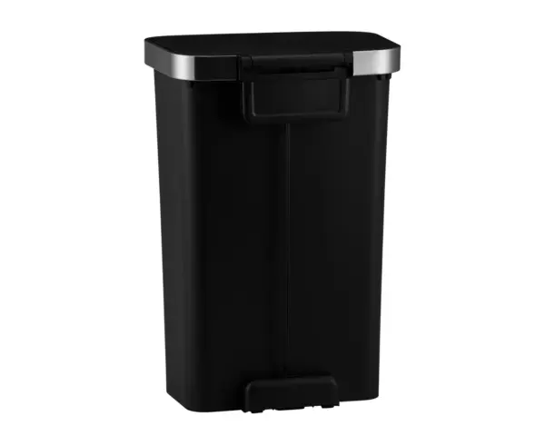 Kosz pedałowy MERIDA ECO PAPER, pojemność 50 l, tworzywo sztuczne, czarny Kosz na śmieci 50 l z wolnoopadającą pokrywą i stalową ramką