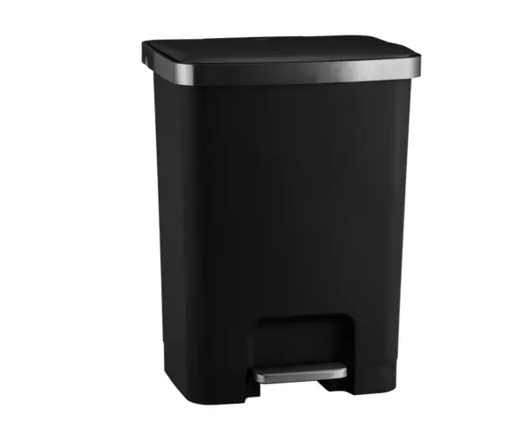 Czarny kosz pedałowy HANA 35 l z metalową ramką