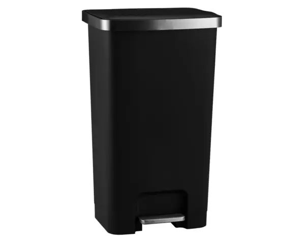 Czarny kosz pedałowy HANA 45 l z metalową ramką