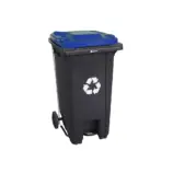 Pojemnik na odpady HDPE 120 l niebieska pokrywa kółka transportowe