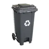 Kosz na odpady szary 120 l na kółkach z pedałem HDPE