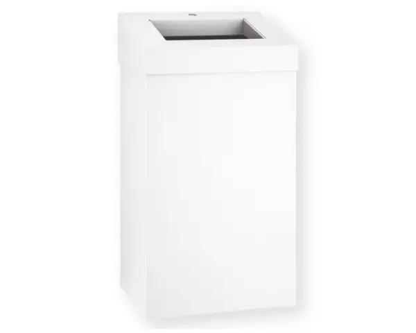 Kosz na odpady otwarty MERIDA STELLA WHITE LINE, pojemność 45 l, biały Kosz na odpady 45 l biała powłoka strukturalna mocowanie do ściany