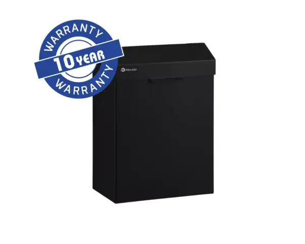Kosz do damskich toalet MERIDA STELLA BLACK LINE 4,5 l, czarny Ścienny kosz sanitarny MERIDA STELLA BLACK LINE z unoszoną pokrywą