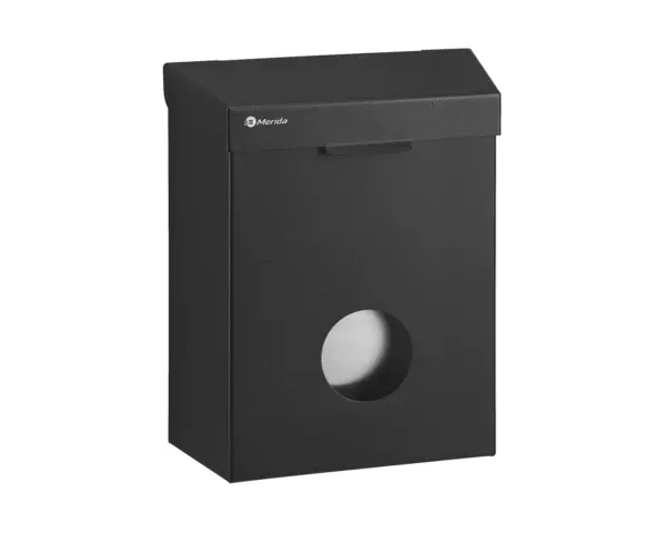 Kosz do damskich toalet MERIDA STELLA BLACK LINE z pojemnikiem na torebki higieniczne, pojemność 4,4 l, czarny Kosz na odpady Merida Stella Black Line z unoszoną pokrywą i ukrytymi zawiasami