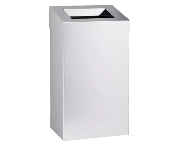 Kosz na odpady otwarty MERIDA STELLA pojemność 45 l, stal polerowana Polerowany kosz stalowy STELLA 45 l z uchylną ramką na worek
