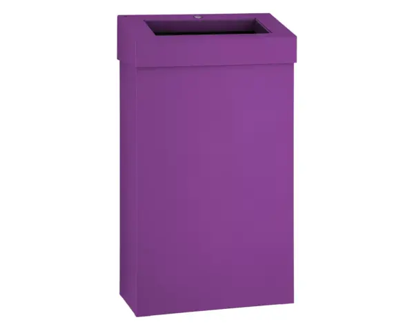 Kosz na odpady otwarty MERIDA STELLA SLIM VIOLET LINE, pojemność 27 l, fioletowy Fioletowy kosz ze stali nierdzewnej MERIDA STELLA SLIM 27 l widok z przodu
