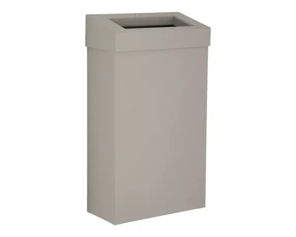 Kosz na odpady otwarty MERIDA STELLA SLIM STONE GREY LINE, pojemność 27 l, szary kamienny Boczny widok kosza Merida Stella Slim szary kamienny 27 l