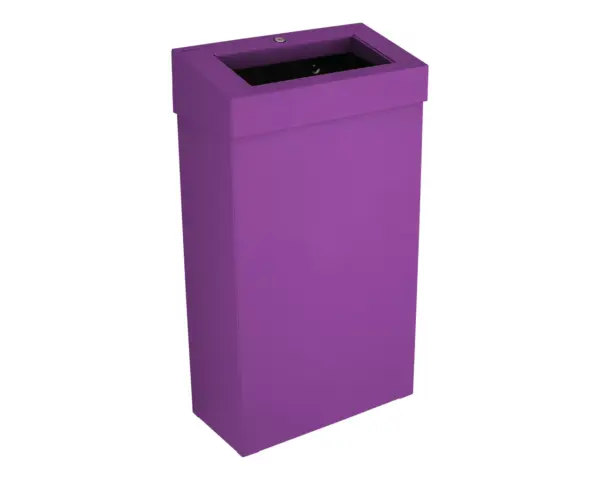 Kosz na odpady otwarty MERIDA STELLA SLIM VIOLET LINE, pojemność 27 l, fioletowy Otwarty kosz MERIDA STELLA SLIM z widocznym kołnierzem i otworem wrzutowym