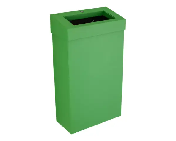 Kosz na odpady otwarty MERIDA STELLA SLIM GREEN LINE, pojemność 27 l, zielony Zielony stalowy kosz na śmieci MERIDA STELLA SLIM z zdejmowanym kołnierzem