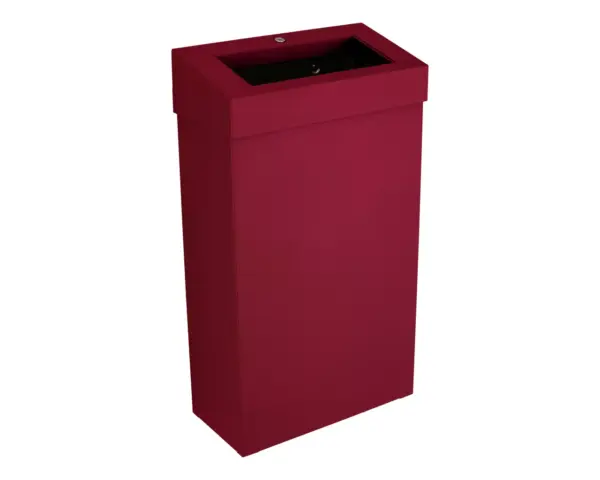 Kosz na odpady otwarty MERIDA STELLA SLIM RED LINE, pojemność 27 l, czerwony Stalowy kosz na odpady z zamkiem bębenkowym zlicowanym z powierzchnią