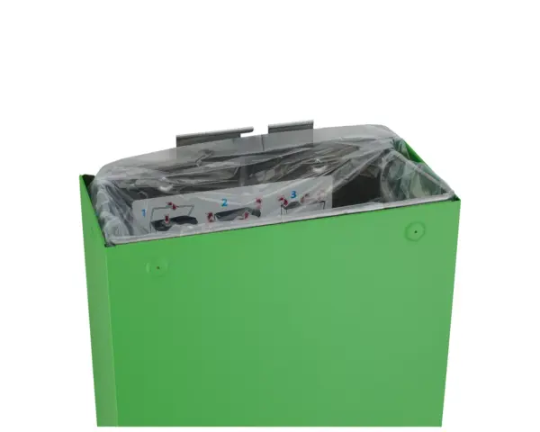 Kosz na odpady otwarty MERIDA STELLA SLIM GREEN LINE, pojemność 27 l, zielony Kosz na odpady MERIDA STELLA SLIM GREEN LINE mocowany do ściany 27 l
