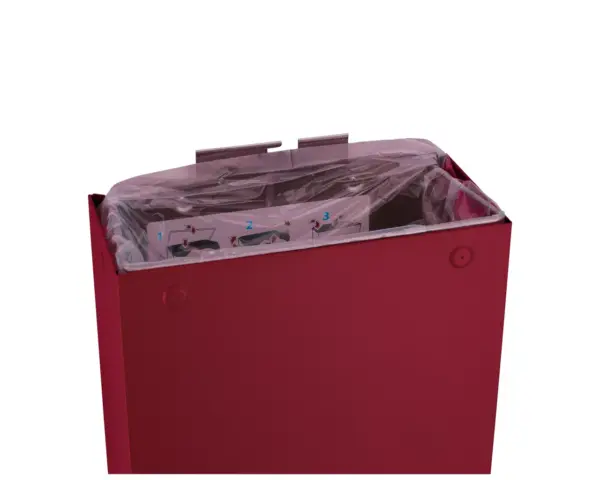 Kosz na odpady otwarty MERIDA STELLA SLIM RED LINE, pojemność 27 l, czerwony Spawane i szlifowane boki kosza Merida Stella Slim Red Line z niewidocznymi zawiasami