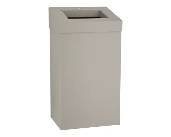 Kosz na odpady otwarty MERIDA STELLA STONE GREY LINE, pojemność 45 l, szary kamienny Otwarty kosz na odpady ze stalowym zamkiem bębenkowym szary