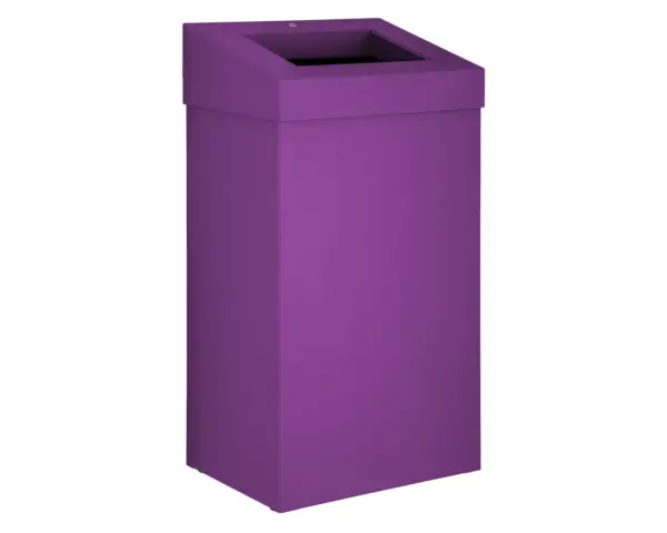 Kosz na odpady otwarty MERIDA STELLA VIOLET LINE, pojemność 45 l, filoetowy Fioletowy kosz stalowy MERIDA STELLA z zamkiem bębenkowym