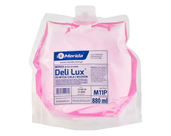 Mydło w pianie, MERIDA DELI LUX, jednorazowy wkład 880 ml, zapach naomi Jednorazowy wkład mydła w pianie Merida Deli Lux 880 ml zapach naomi