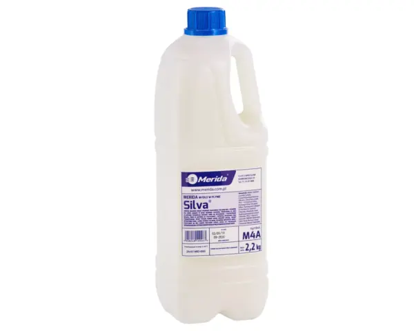 Mydło w płynie MERIDA SILVA wysokiej jakości, pielęgnacyjne, butelka 2,2 kg Białe mydło w płynie Merida Silva 2,2 kg z gliceryną