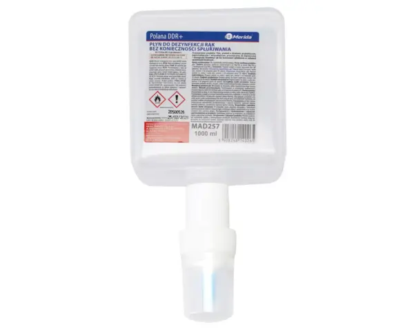 Płyn dezynfekcyjny MERIDA POLANA DDR+ do chirurgicznej i higienicznej dezynfekcji rąk, jednorazowy wkład 1000 ml do dozownika MERIDA ONE/STELLA AUTOMATIC Płyn dezynfekcyjny MERIDA POLANA DDR+ do chirurgicznej i higienicznej dezynfekcji rąk, jednorazowy wkład 1000 ml do dozownika MERIDA ONE/STELLA AUTOMATIC