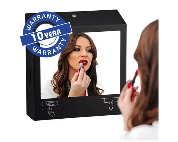 Pojemnik na ręczniki składane, z bezdotykowym automatycznym dozownikiem mydła w pianie i z lustrem ze stali SuperMirror „3 w 1" MERIDA STELLA SLIM BLACK LINE COMBO, czarny Czarny dozownik mydła w pianie i pojemnik na ręczniki MERIDA STELLA SLIM COMBO
