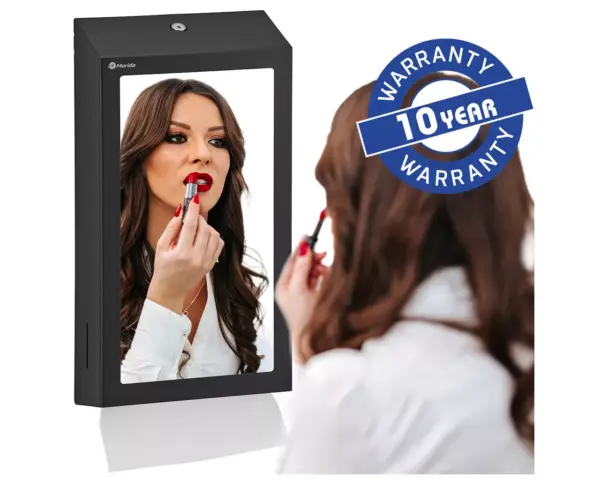 Pojemnik na ręczniki składane, z lustrem ze stali SuperMirror „2w1" MERIDA STELLA SLIM BLACK LINE MEGA COMBO, czarny Pojemnik MERIDA STELLA SLIM BLACK LINE MEGA COMBO z lustrem