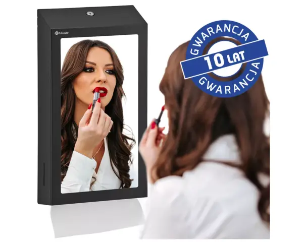 Czarny pojemnik na ręczniki składane z lustrem SuperMirror 2w1
