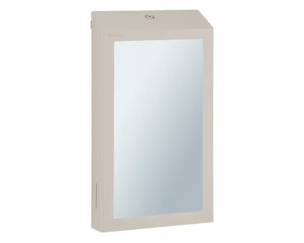 Pojemnik na ręczniki składane, z lustrem ze stali SuperMirror „2w1" MERIDA STELLA SLIM SILK GREY LINE MEGA COMBO, szary jedwabisty Stalowy pojemnik na ręczniki z lustrem SuperMirror 33,2x17,5 cm jedwabisty szary