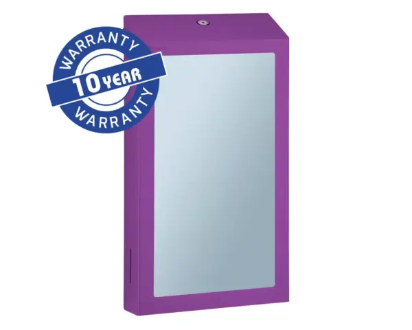 Pojemnik na ręczniki składane z lustrem ze stali SuperMirror „2w1" MERIDA STELLA SLIM VIOLET LINE MEGA COMBO, fioletowy Pojemnik na ręczniki Merida Stella Slim Violet z lustrem – wersja angielska