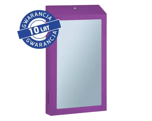 Pojemnik na ręczniki składane z lustrem ze stali SuperMirror „2w1" MERIDA STELLA SLIM VIOLET LINE MEGA COMBO, fioletowy Pojemnik na ręczniki składane z lustrem SuperMirror fioletowy Merida Stella Slim