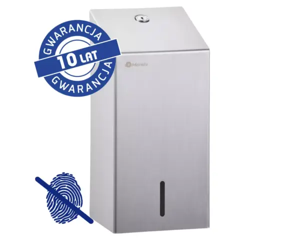 Pojemnik na papier toaletowy w listkach MERIDA STELLA Anti-FingerPrint, pojemność do 450 szt., stal matowa z powłoką AFP Pojemnik na papier toaletowy w listkach Merida Stella stal matowa AFP