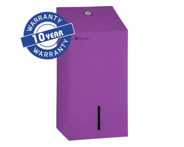 Pojemnik na papier toaletowy w listkach MERIDA STELLA VIOLET LINE, pojemność do 450 szt., fioletowy Fioletowy pojemnik na papier w listkach ze stali nierdzewnej MERIDA STELLA