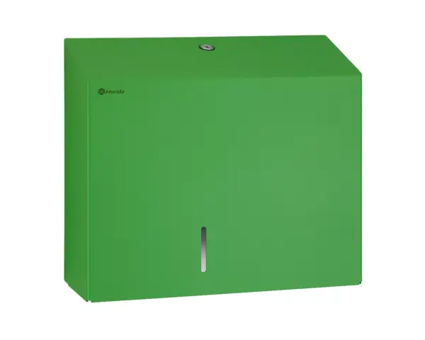 Pojemnik na papier toaletowy MERIDA STELLA GREEN LINE MAXI, średnica papieru do 23 cm, zielony Stalowy pojemnik na papier do 23 cm średnicy z zamkiem bębenkowym zielony