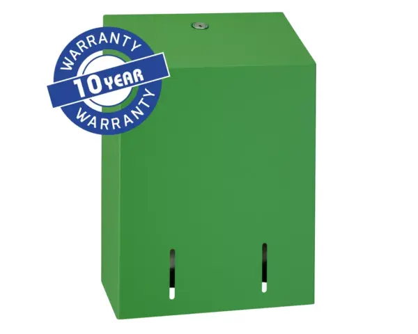 Pojemnik na papier toaletowy w listkach MERIDA STELLA GREEN LINE, pojemność do 900 szt., zielony Stalowy pojemnik na listki papieru MERIDA STELLA GREEN LINE, pojemność 900 szt.
