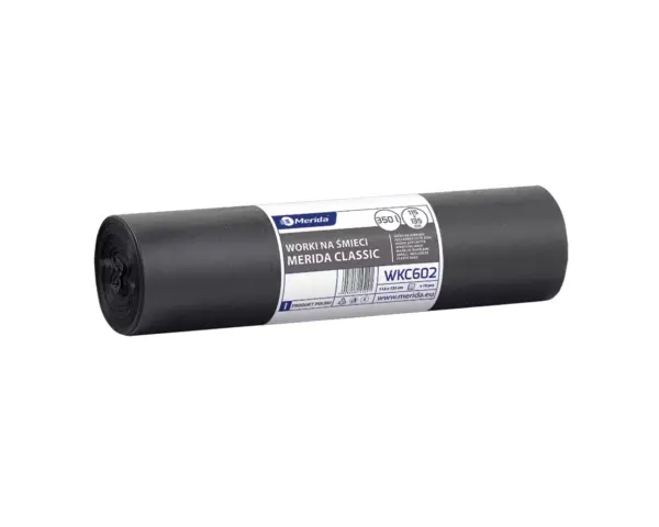 Czarne worki na śmieci LDPE 350 l, 115x135 cm, rolka 10 szt.