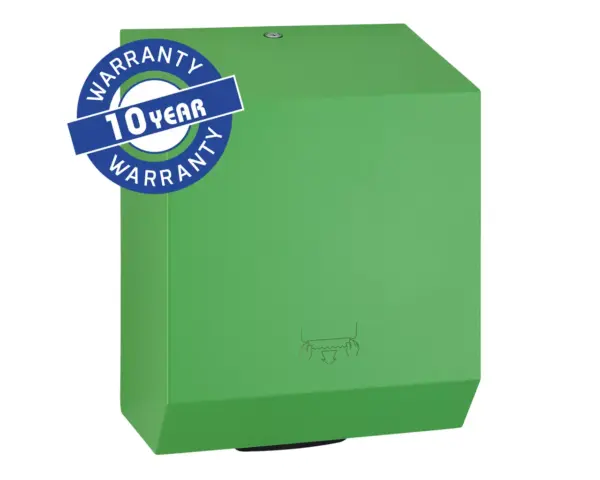 Mechaniczny podajnik ręczników papierowych w rolach MERIDA STELLA GREEN LINE, zielony Zielony podajnik ręczników papierowych Merida Stella ze stali nierdzewnej