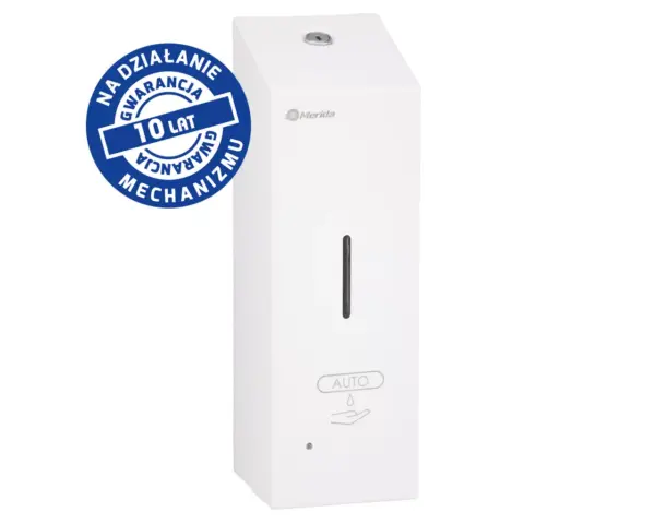 Bezdotykowy automatyczny dozownik mydła w pianie MERIDA STELLA AUTOMATIC SLIM WHITE LINE na jednorazowe wkłady 800 ml, biały Dozownik mydła w pianie Merida Stella Slim biały z zamkiem bębenkowym