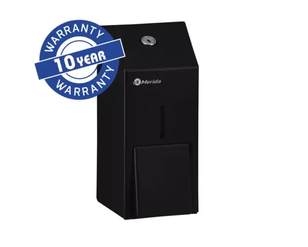 Dozownik mydła w płynie MERIDA STELLA BLACK LINE MINI, pojemność zbiornika 400 ml, czarny Czarny dozownik mydła ze stali nierdzewnej MERIDA STELLA MINI