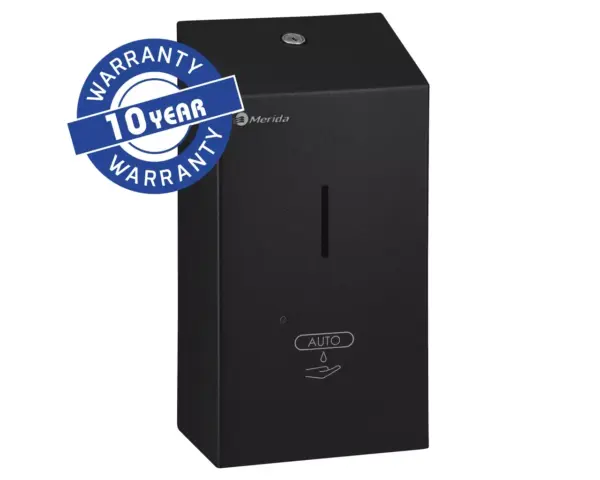 Bezdotykowy automatyczny dozownik mydła w pianie MERIDA STELLA AUTOMATIC BLACK LINE na jednorazowe wkłady 1000 g, czarny Czarny automatyczny dozownik mydła w pianie ze stali nierdzewnej Merida Stella