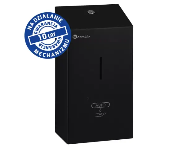 Bezdotykowy automatyczny dozownik mydła w pianie MERIDA STELLA AUTOMATIC BLACK LINE na jednorazowe wkłady 1000 g, czarny Automatyczny dozownik mydła Merida Stella DSC209 czarny widok z przodu