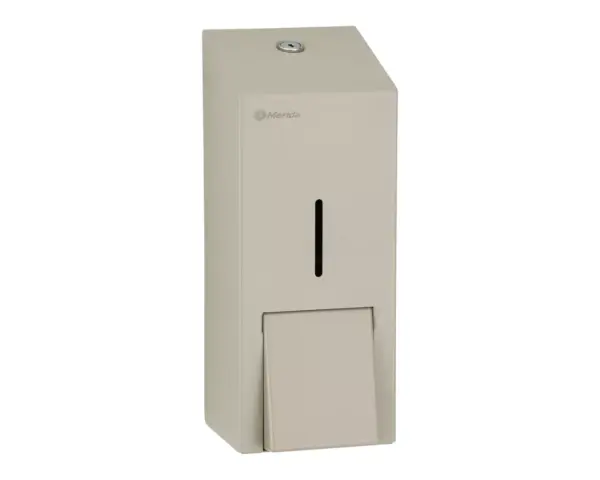 Dozownik płynu dezynfekcyjnego w sprayu MERIDA STELLA SILK GREY LINE, pojemność wkładów 1000 ml , szary jedwabisty Stalowy dozownik sprayu dezynfekcyjnego MERIDA DSE406 pojemność wkładu 1000 ml