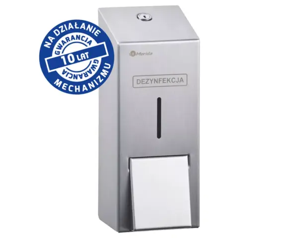 Dozownik płynu dezynfekcyjnego na jednorazowe wkłady 1000 ml MERIDA STELLA, stal matowa Dozownik Merida Stella 1000 ml ze stali matowej, 10 lat gwarancji
