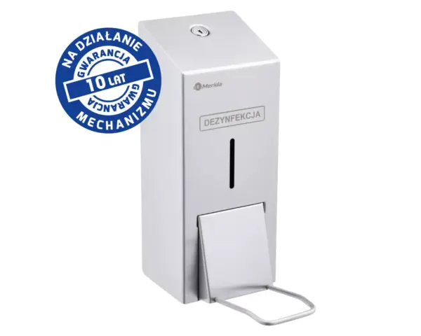 Dozownik płynu dezynfekcyjnego na jednorazowe wkłady 1000 ml z przyciskiem łokciowym MERIDA STELLA, stal matowa Dozownik dezynfekcyjny MERIDA STELLA zamek bębenkowy stal szczotkowana