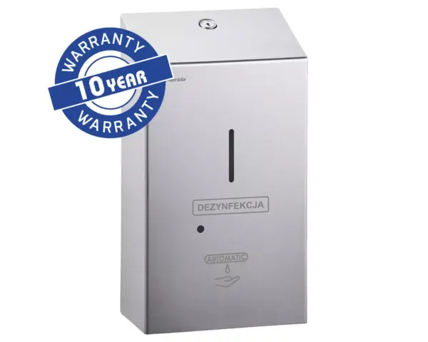 Bezdotykowy automatyczny dozownik płynu dezynfekcyjnego w sprayu na jednorazowe wkłady 1000 ml, MERIDA STELLA, stal matowa Automatyczny dozownik dezynfekcji Merida Stella na wkład 1000 ml