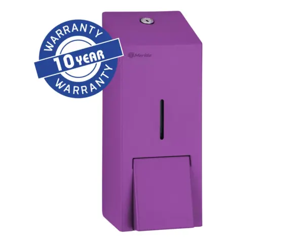 Dozownik mydła w płynie MERIDA STELLA VIOLET LINE MAXI, pojemność zbiornika 800 ml, fioletowy Fioletowy dozownik mydła ze stali nierdzewnej Merida Stella Maxi